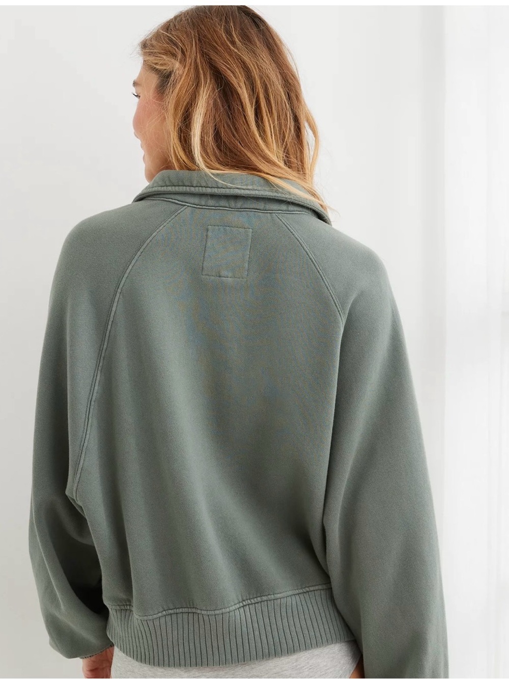 Aerie Quarter Snap Henley Sweatshirt Sz XL Green Comfy Loungewear Back to school - Picture 2 of 10